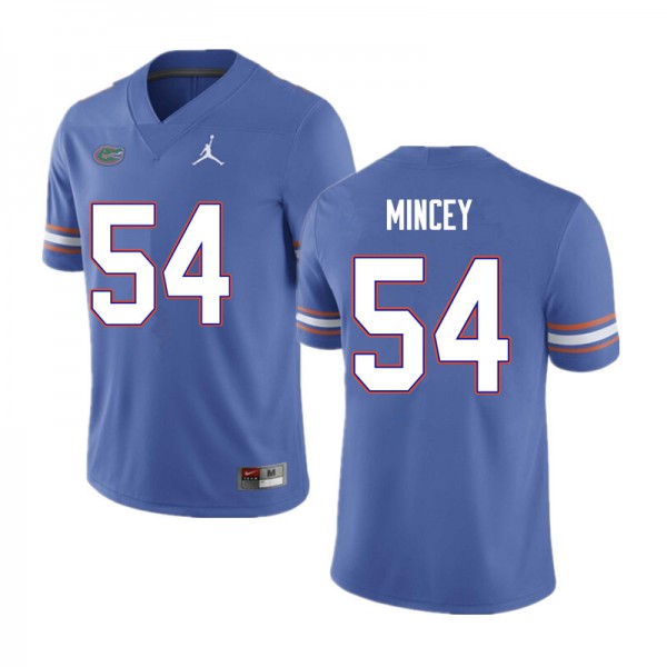 Men #54 Gerald Mincey Florida Gators College Football Jersey Blue